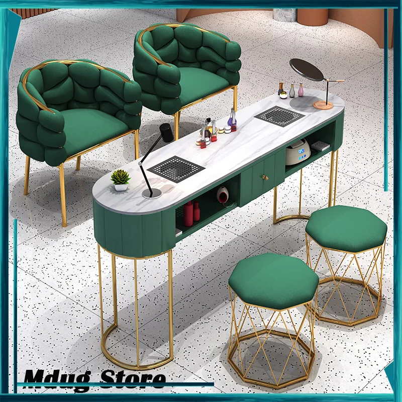 

Green Charms Nail Table European Stand Large Organizer Equipment Nail Table Room Art Scrivania Per Unghie Salon Furniture
