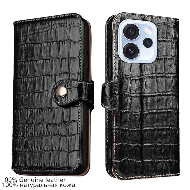 

Чехол-кошелек из натуральной кожи с текстурой крокодила для Oppo Reno15 Reno14 Pro Max Mini F 15c, с отделением для карт, противоударный
