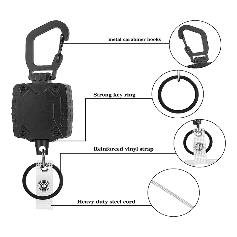 3 pezzi portachiavi retrattile per impieghi gravosi porta Badge porta Badge per impieghi gravosi porta Badge identificativo in plastica dura