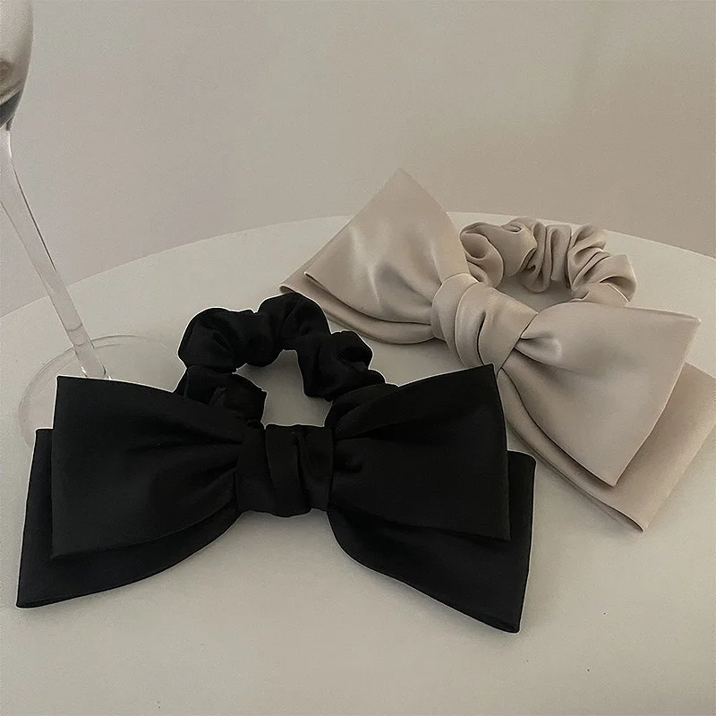 

Elegant Satin Black Bowknot Hair Ring - Versatile Hair Rope