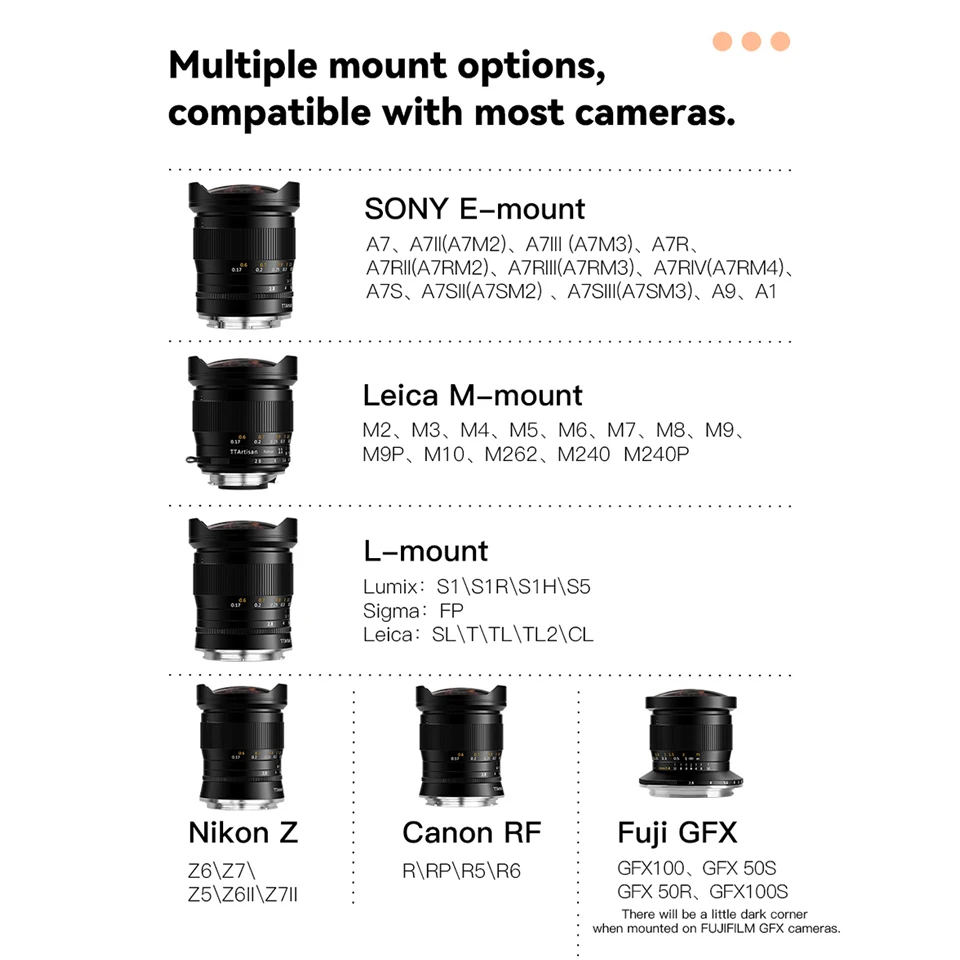 TTArtisan Full Frame 11mm F2.8 Fisheye Camera Lens with 180° Angle of View for Sony E Nikon Z F Canon EOS R EF M Sigma L Mount