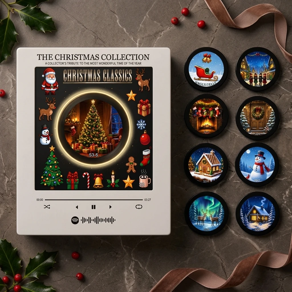 9pcs Refrigerator Sticker Set Creative NFC Rotating Luminous Music Box Refrigerator Sticker 2026 Christmas New Year Party Gifts