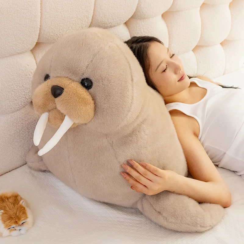 

Big Size Simulation Cute Walrus Plush Toys Stuffed Realistic Sea Otter Animal Doll Soft Seal Pillow for Birthday Gift