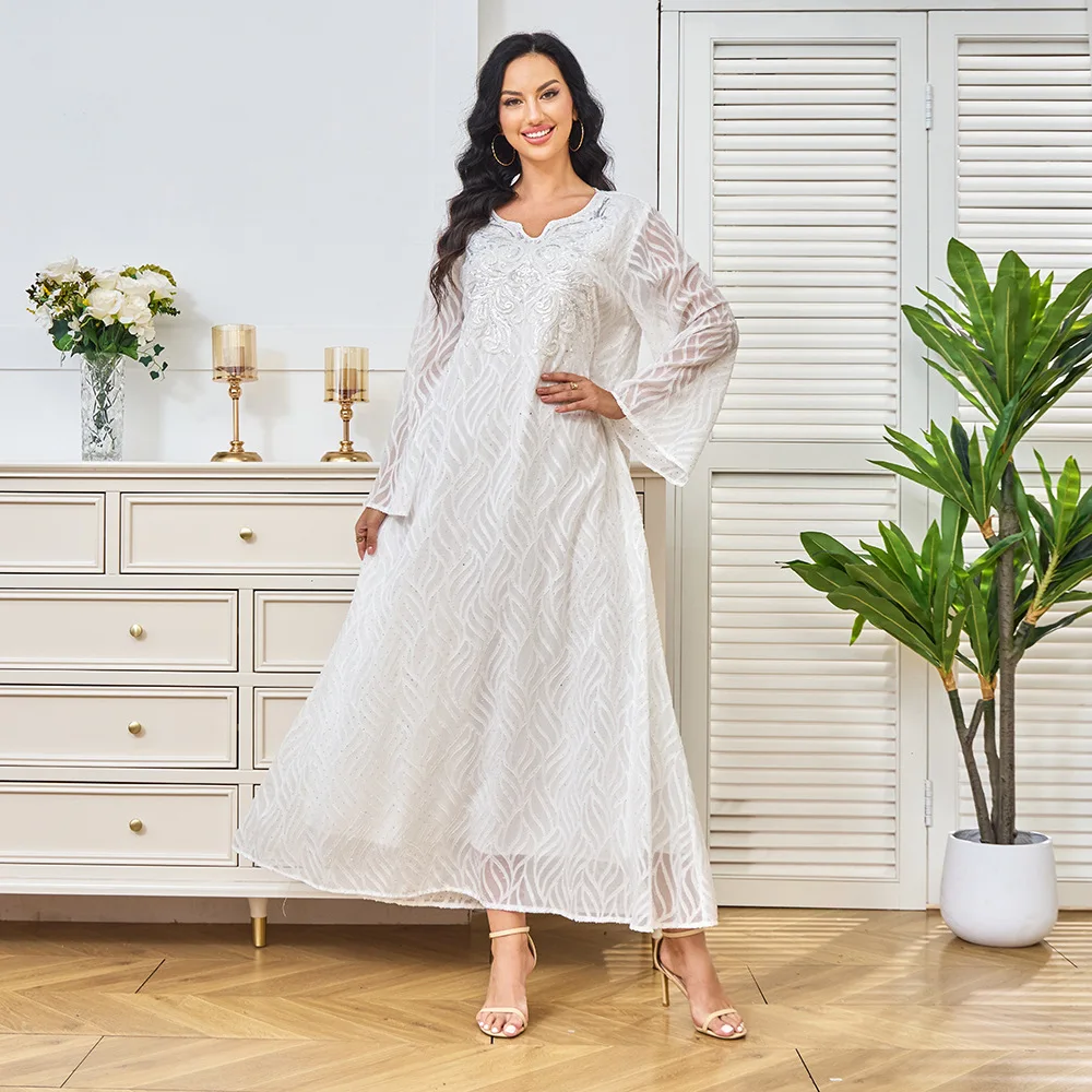 

Новое элегантное вечернее платье от фабрики женской одежды с камнями и пайетками, арабское платье для Рамадана, Дубай, роскошное исламское элегантное платье