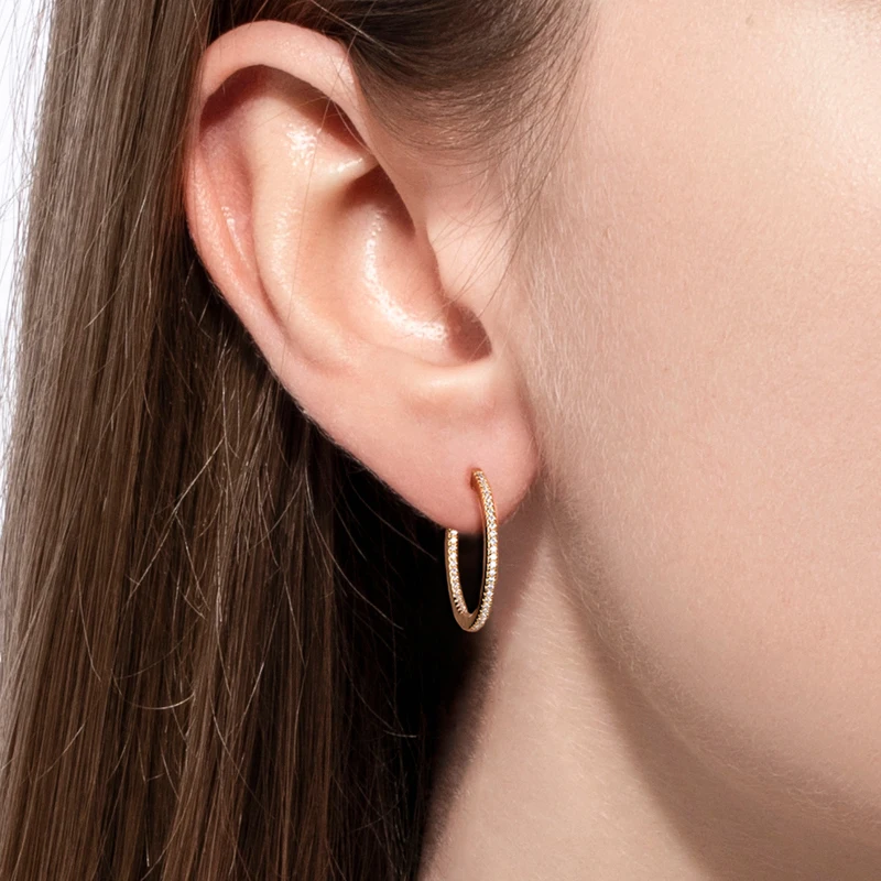 S925 Silver Round Moissanite Yellow Gold Earrings Women Engagement Gift