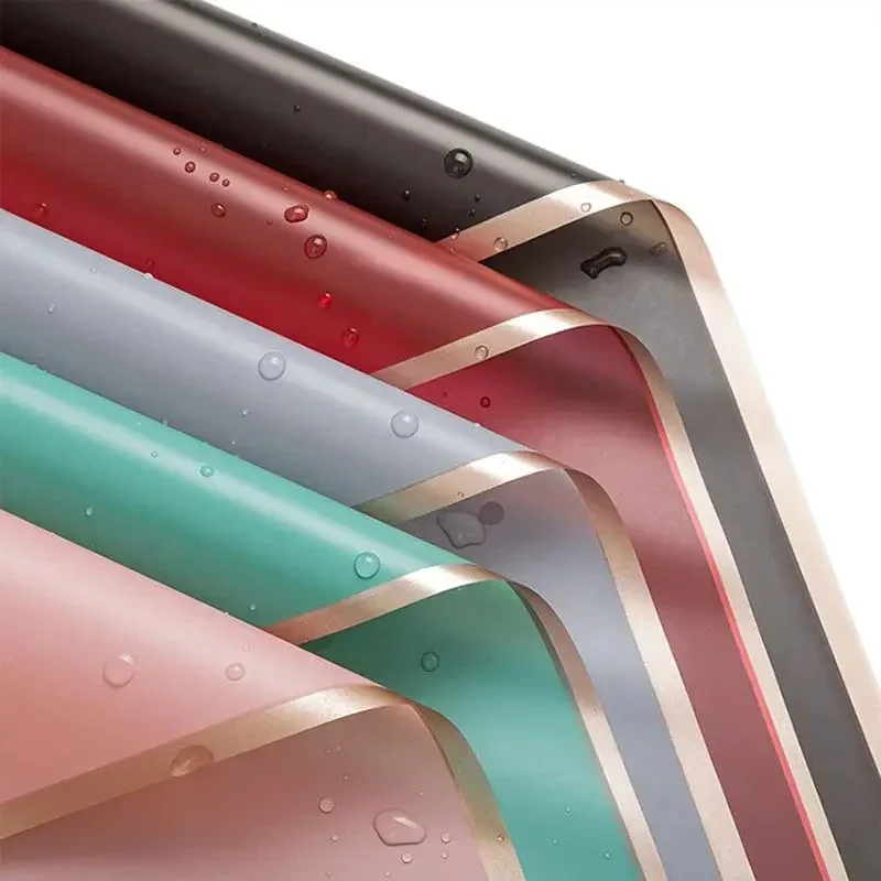 5 teile/paket Blume Geschenkpapier Goldene Grenze Rose Koreanischen Stil Halb Transparent Geschenk Verpackung Floristen Bouquet Verpackung Material