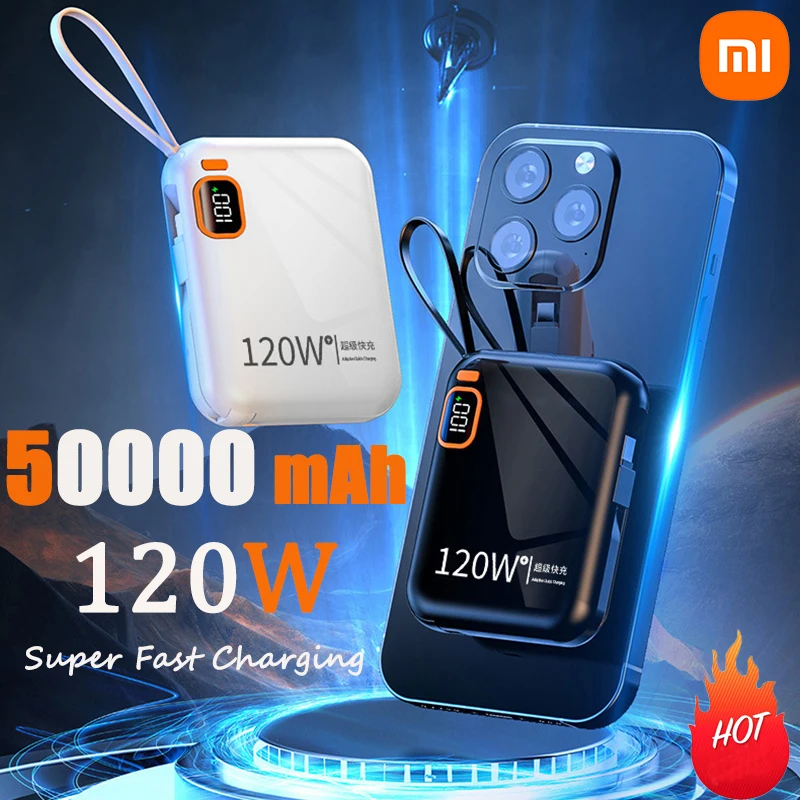 Xiaomi 120W 50000mAh Przenośny Power Bank Kabel o dużej pojemności Dwukierunkowe szybkie ładowanie Mini Powerbank dla iPhone Samsung ﻿ 2024