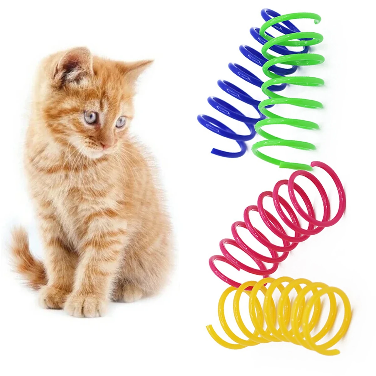 2/4 Packs Cat Spring Toy 4 Mix Color Interactive Cat Spiral Toy for Having Fun Releasing Energy and Keeping Healthy Pet Supplies