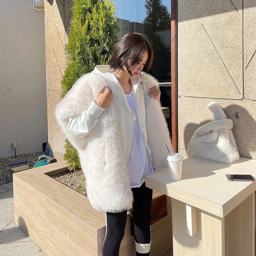 

Autumn Winter New Sle Women's Mid-Length Fur Vest Loose Mink Velvet Jaet Korean Sle Soft Warm Outerwear Coat