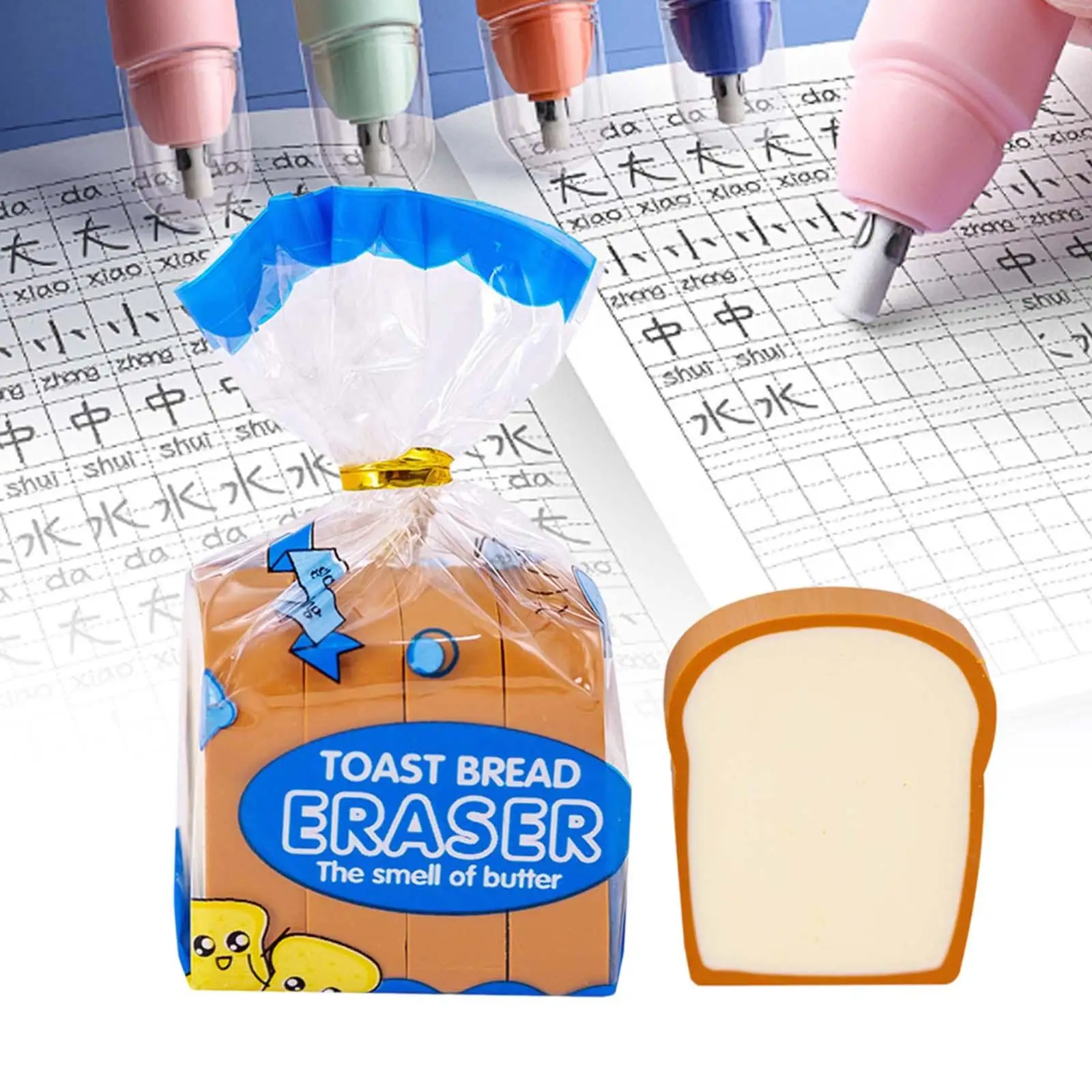 Bread Shaped Erasers Novelty School Supplies School Prize Reward Party Favors Homework Fun Bag Fillers Rubbers School Stationery