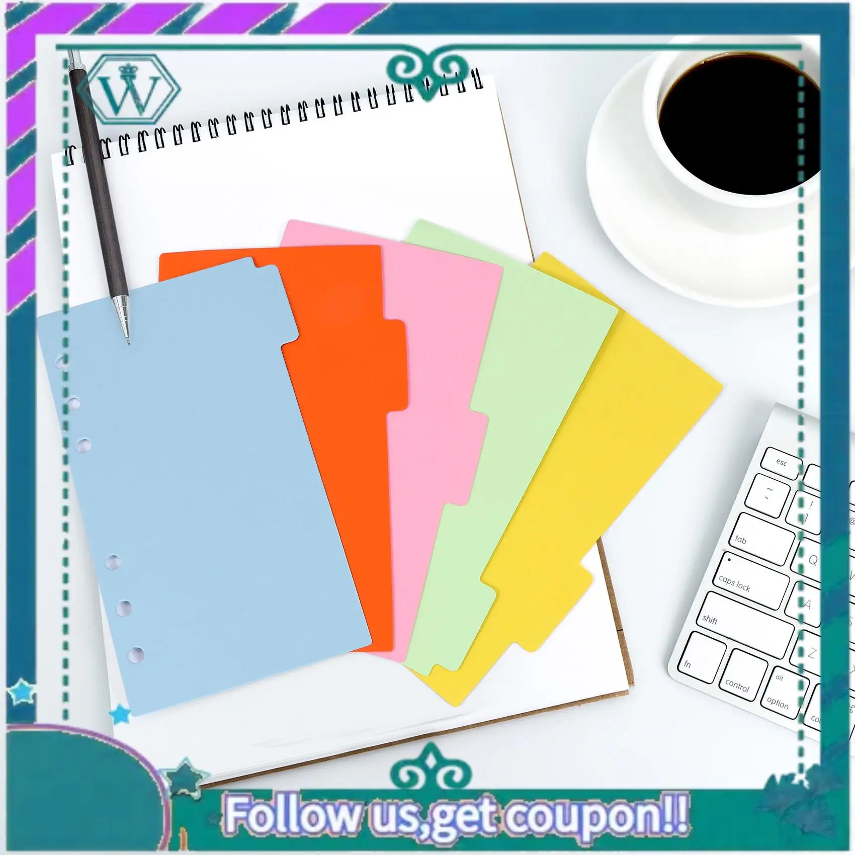 Upgraded 10 Sets A6 Subject Dividers Paper Sheet, Punched File Card Dividers,Tabbed Index Divider For Notebook Insert Planner