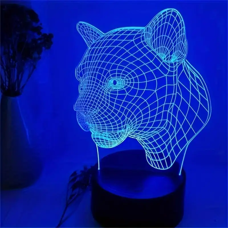 

Cheetah Avatar 3D Night Light with Touch Switch 7-color Conversion Desk Lamp for Living Room, Bedroom, Study Decoration Lamps