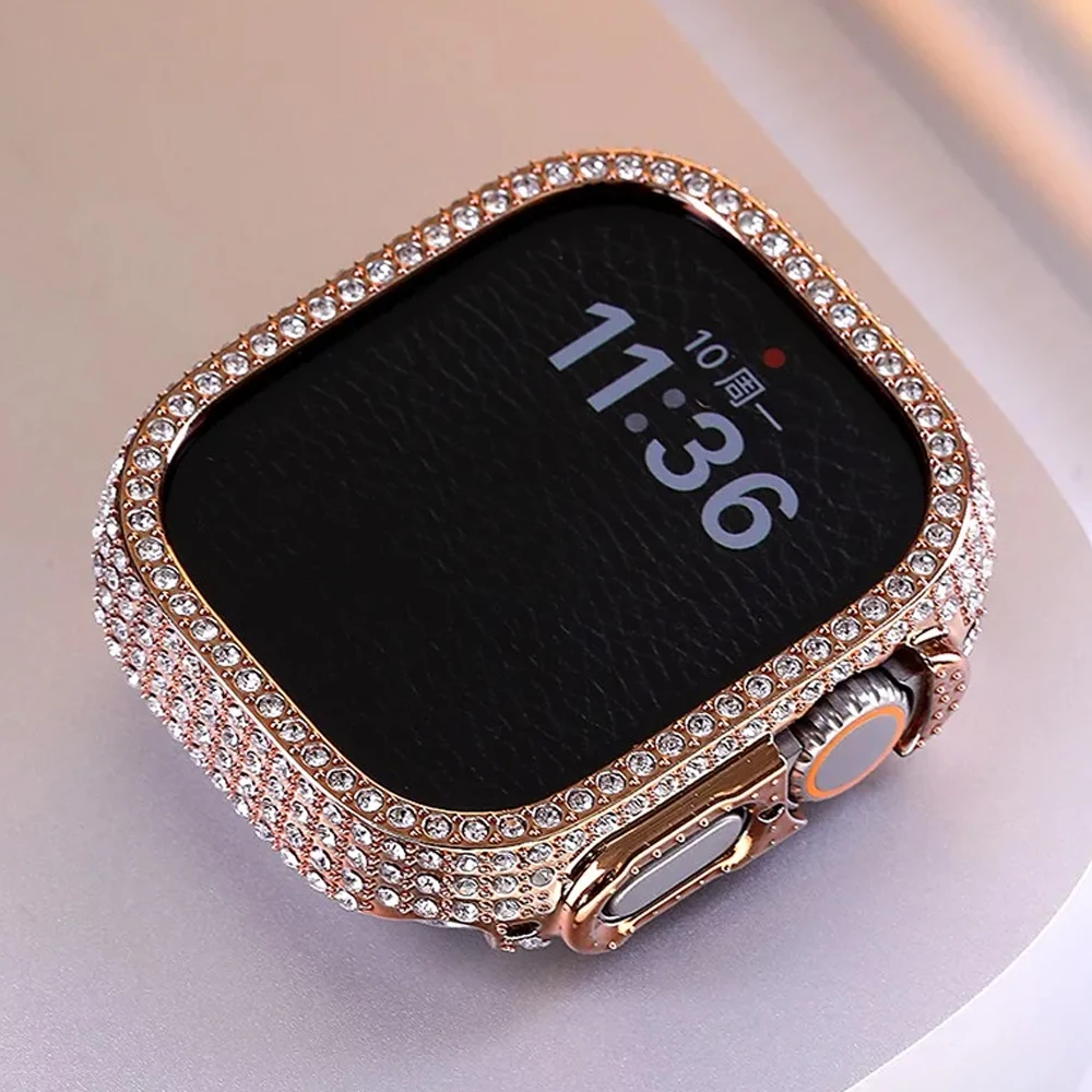 Funda de diamante de lujo para Apple Watch Ultra 2, Protector de parachoques de 49MM para IWatch Series, cubierta protectora, accesorios de repuesto