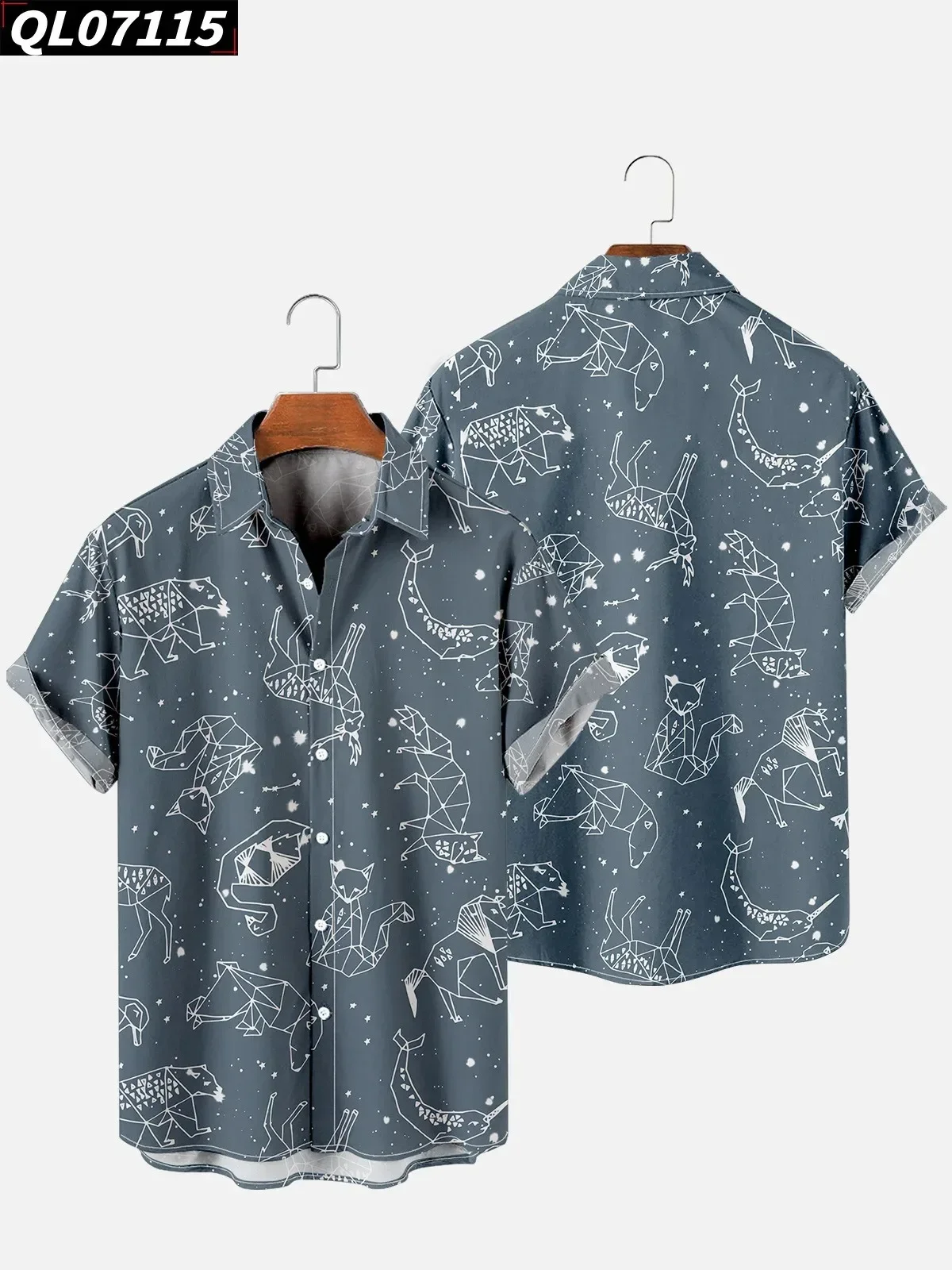 Hawaiian Shirt Fashion Y2K Streetwear Tops Starry Print Fashion Cool Casual Loose Short Sleeve Oversized Breathable Men Clothing