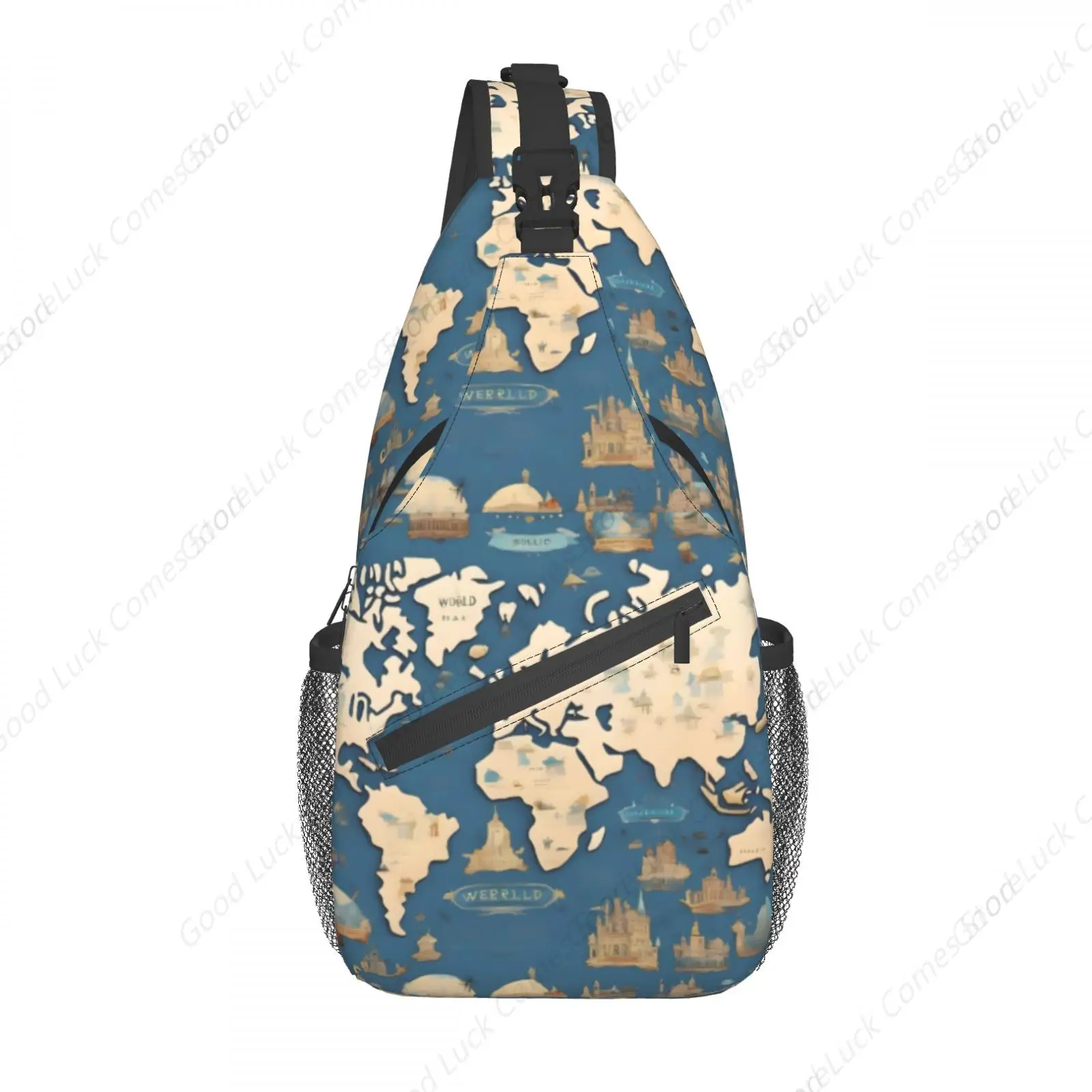 

Сумки через плечо с принтом карты путешествий, модный рюкзак на слинге, нагрудная сумка через плечо, тренажерный зал, велоспорт, путешествия, пеший туризм