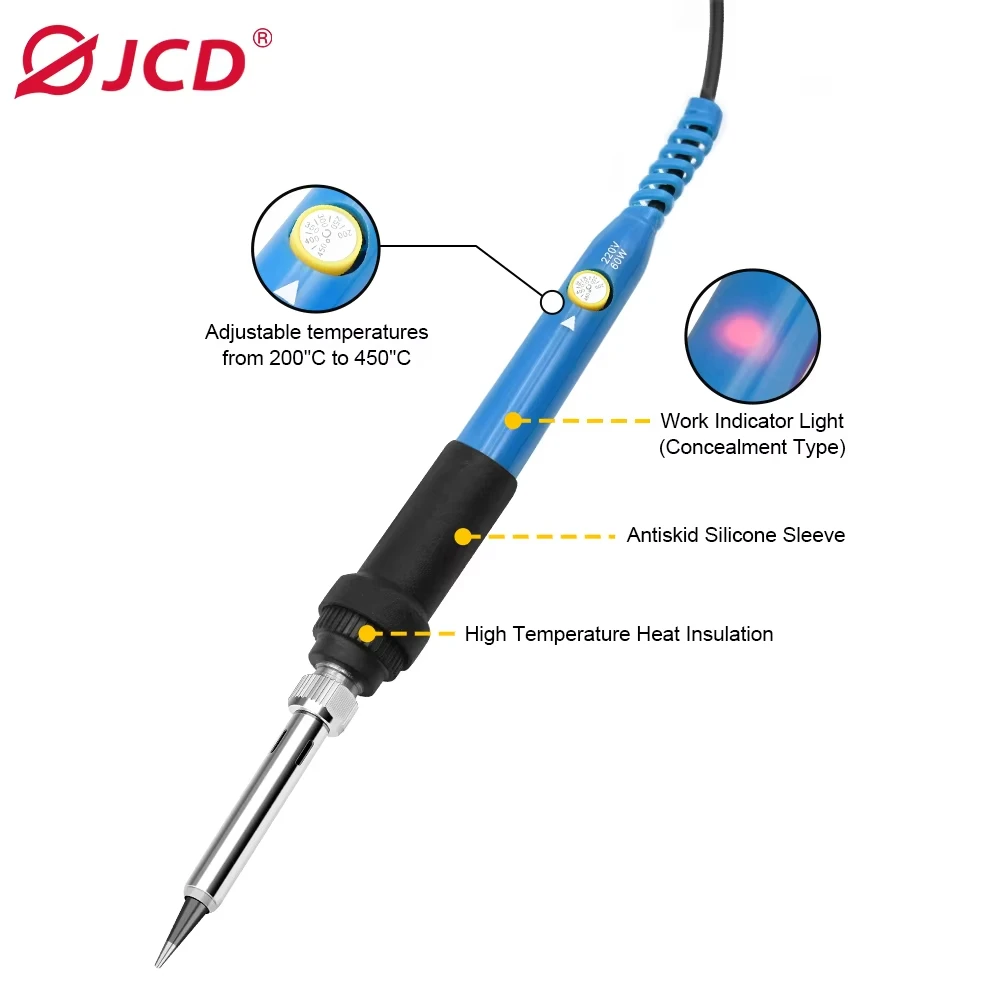 JCD Electric Soldering Iron Kit 220V/110V 60W Adjustable Temperature Welding Solder Rework Station Heat Pencil Tips Repair Tools