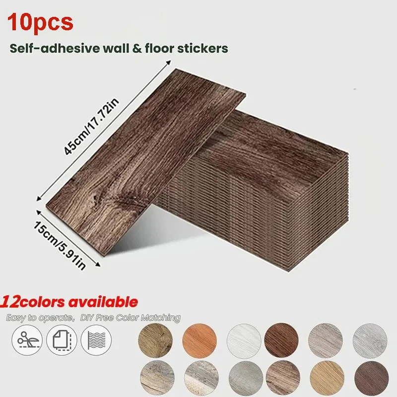 

45 см древесное зерно, винтажные самоклеящиеся наклейки на пол под дерево, настенная плитка, настенные юбки, используемые для гостиной, кухни, спальни