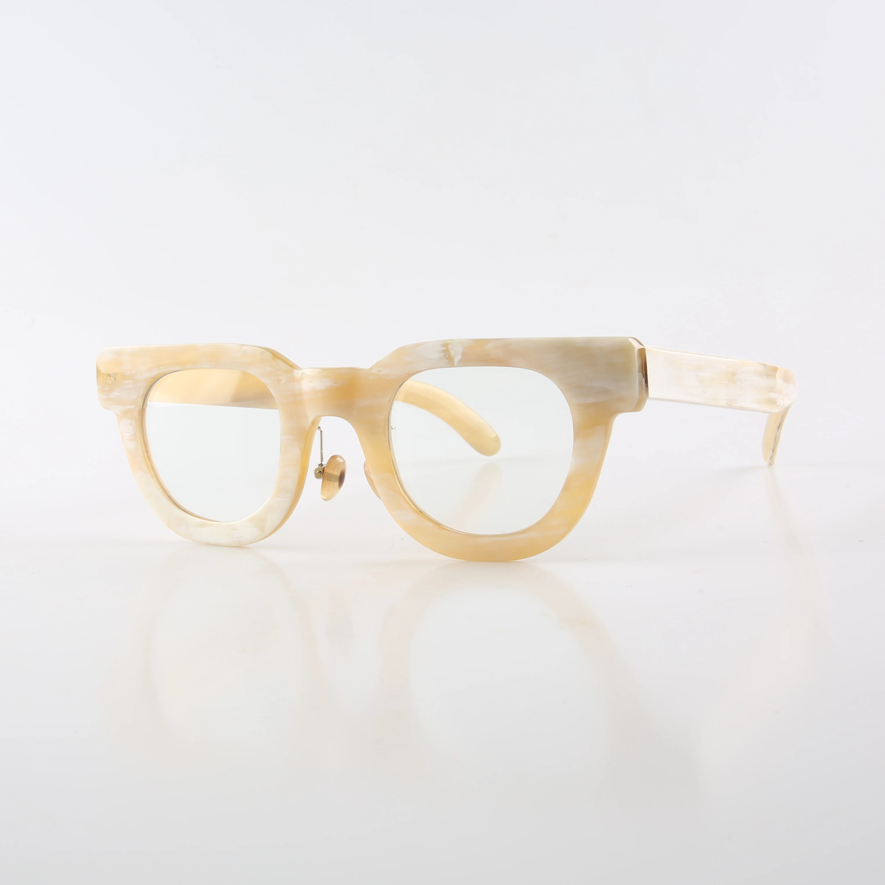 

Man Glasses Frames Vintage Cat eye Handmade White Horn Prescription Eyeglass Frames Reading Lenses Myopia Optical Eyeglasses