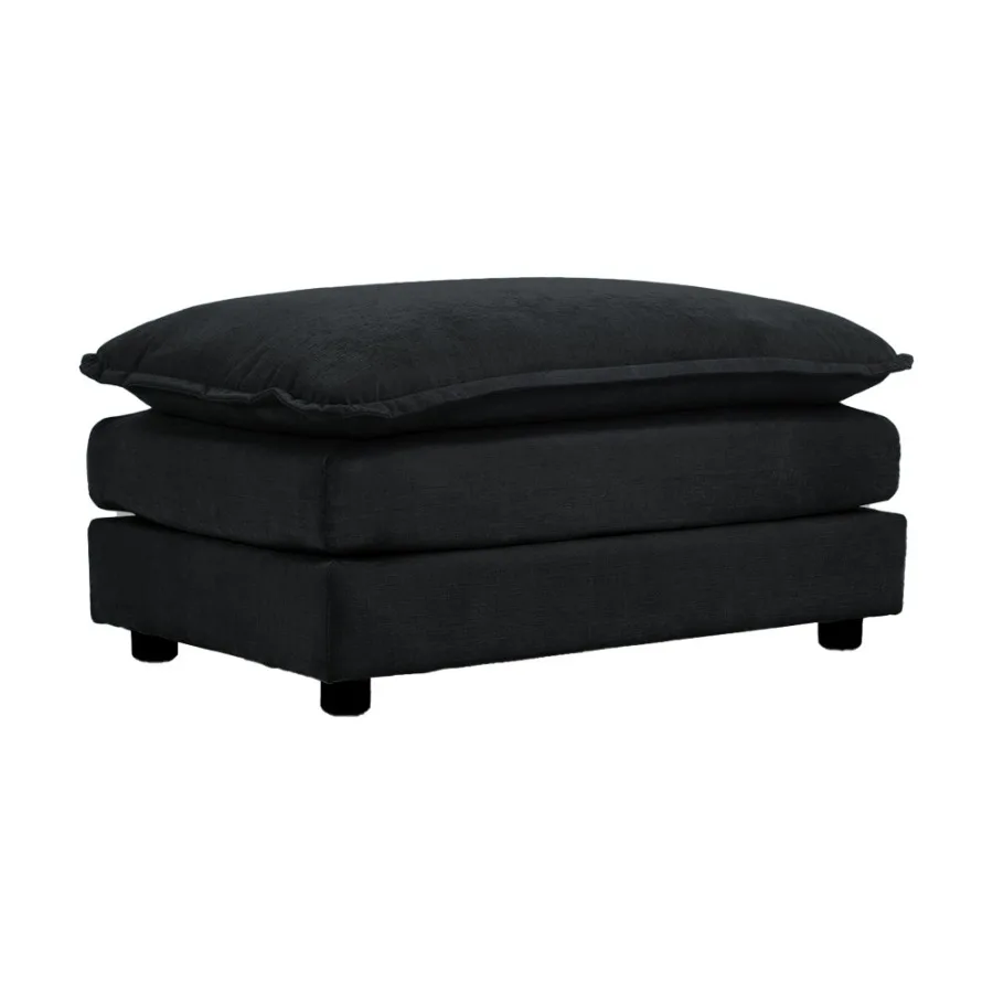 Chenille Fabric Ottomans Footrest to Combine with 2 Seater Sofa, 3 Seater Sofa and 4 Seater Sofa, Black Chenille