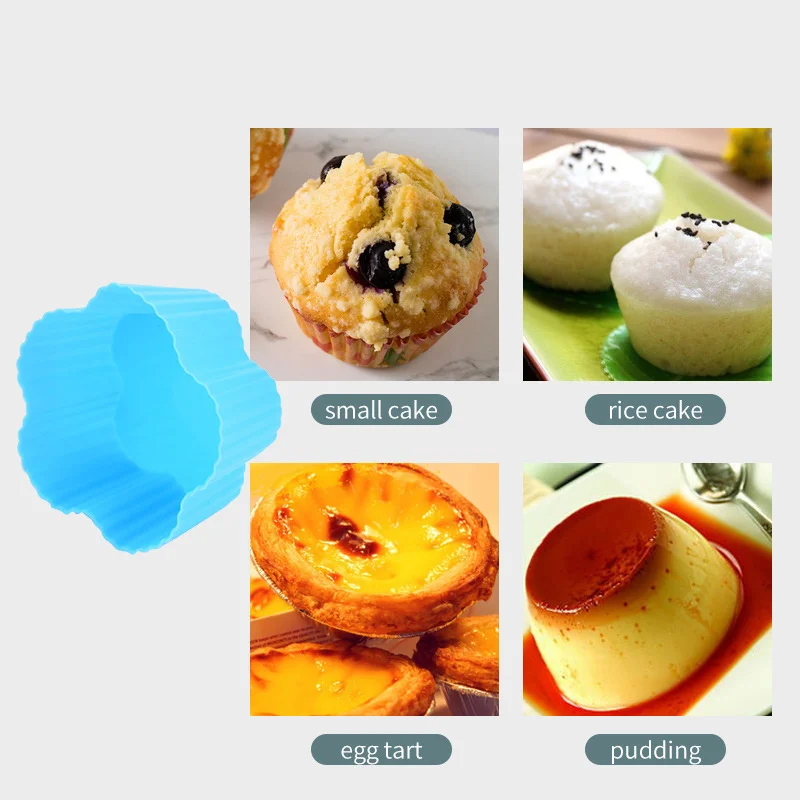 Cetakan Cup kue silikon bunga dapat dipakai ulang liner Cupcake Cup Muffin kue silikon warna-warni cetakan alat memanggang DIY