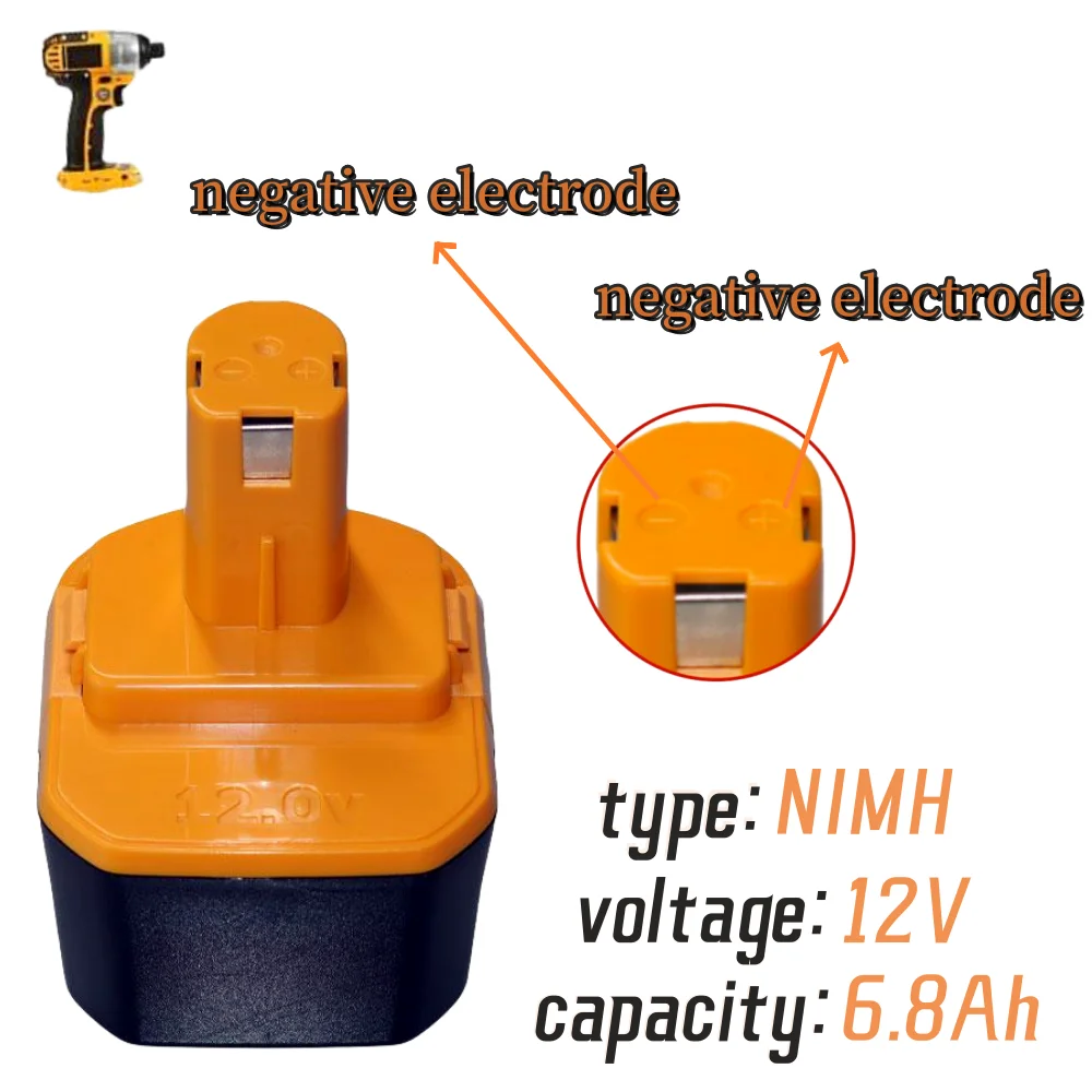 Imagem -02 - Bateria Substituível Adequado para Ryobi Cordless Drill Tool 12v 6.8ah-9.8ah Ryobi 1400652 Bid1211 Ccd1201 Chd1201 Chd1202 Cth1201