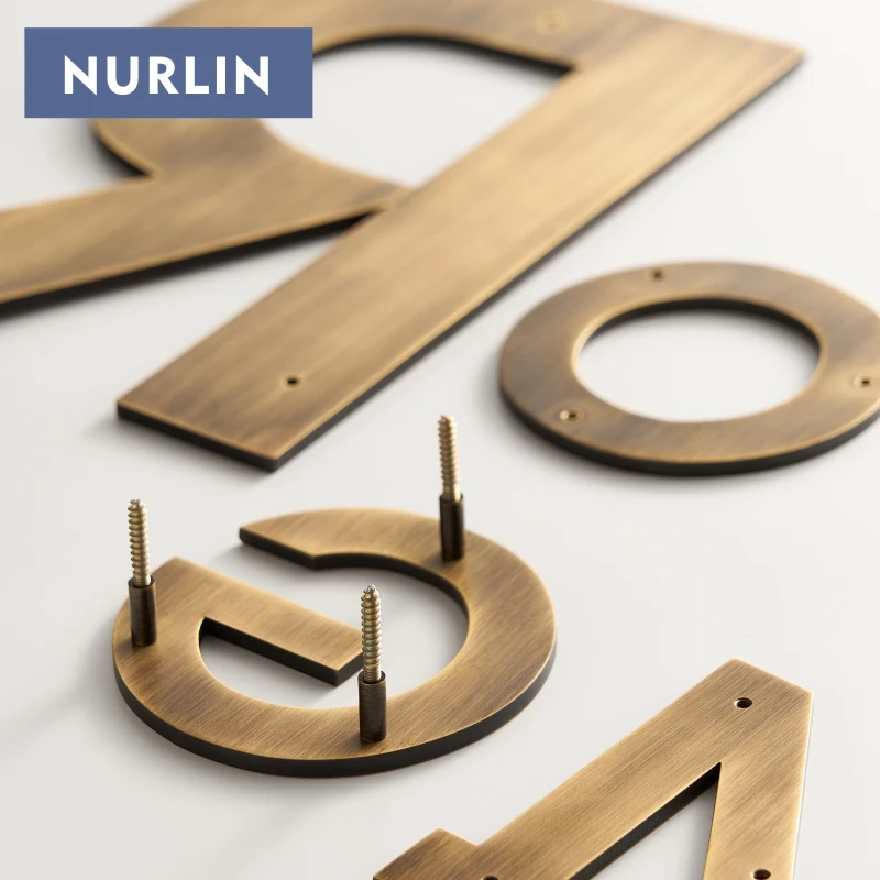 Nurlin Solid Brass Multiple Sizes Digital Courtyard Outdoor Doors Signage of the House Hassle Free Installation Old Bronze Color - view 3