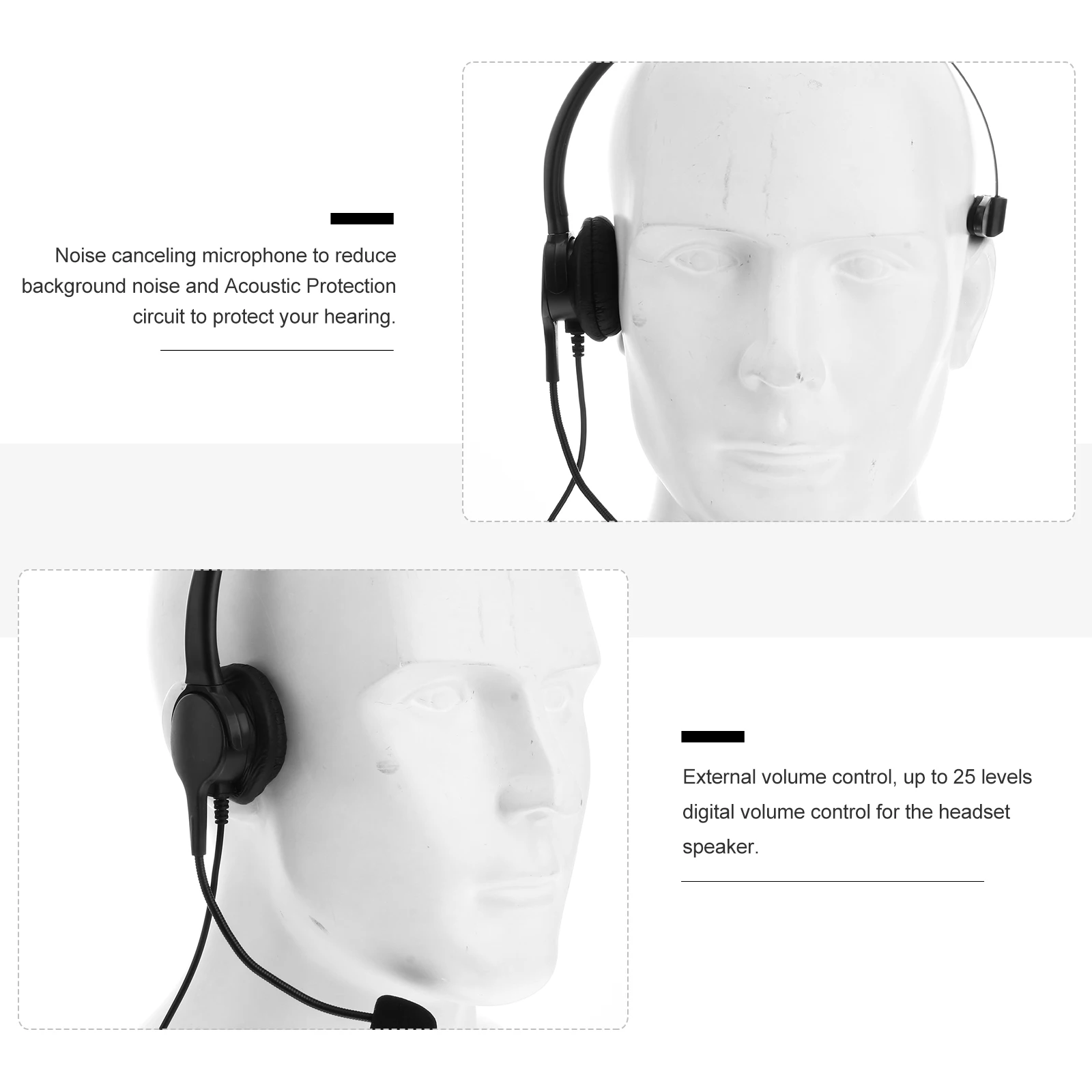 

USB Headset Office Desk Phone Microphone Earphones Computer Compatible Call Center Noise Canceling Adjustable