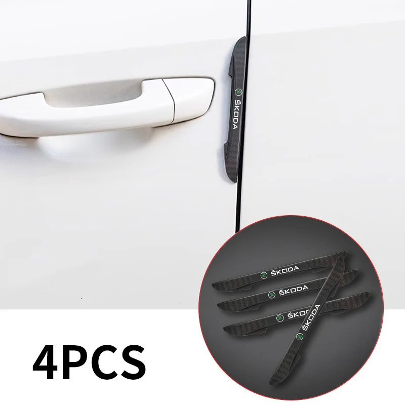 4pc Auto Door Edge Protector Guards Stickers Anti Collision Strips For SKODA FABIA Octavia Leon Altea A7 Kodiaq Ateca Car Stylin