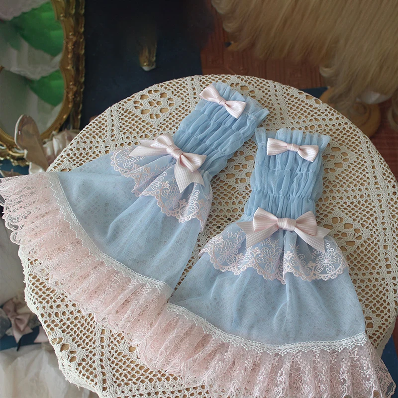 Handmade Sweet Lace Bow Arm Sleeves Pink Princess-style Lolita Elegance Fairy Arm Sleeves Y2K Japanese Style Oversleeves - view 6