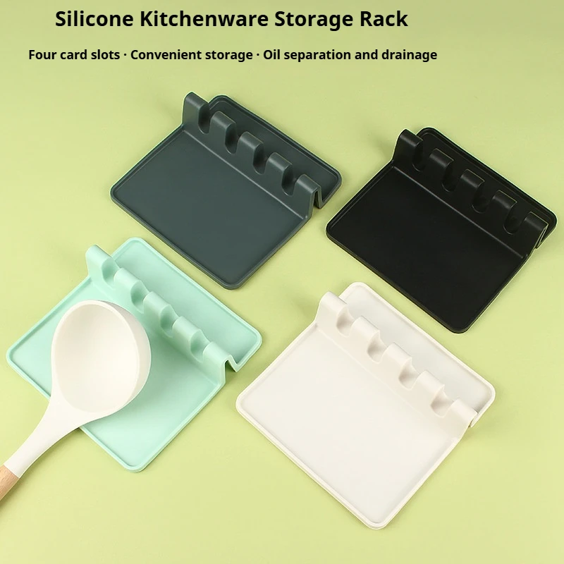 1/4Pcs Silicone Kitchen Organizer - Spoon Rest, Pot Lid Hol…