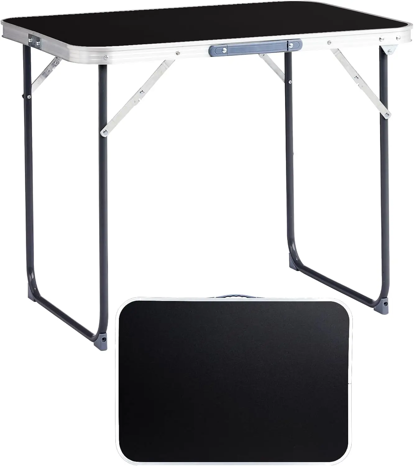 

Aluminum Folding Camping Table 2.3ft – Portable Outdoor Picnic Table Lightweight Black Foldable Table for Camping RV Beach BBQ T