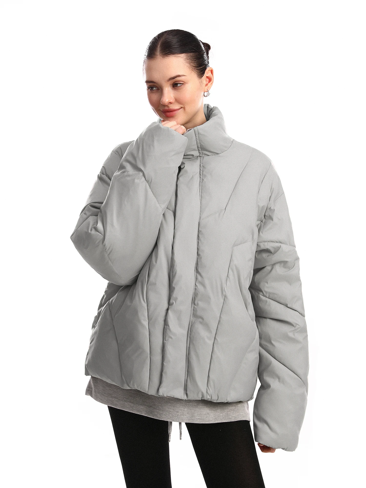 

Женская утепленная хлопковая куртка с воротником-стойкой, оверсайз, зимнее пальто, теплое, комфортное, универсальное, с хлопковым наполнителем, верхняя одежда