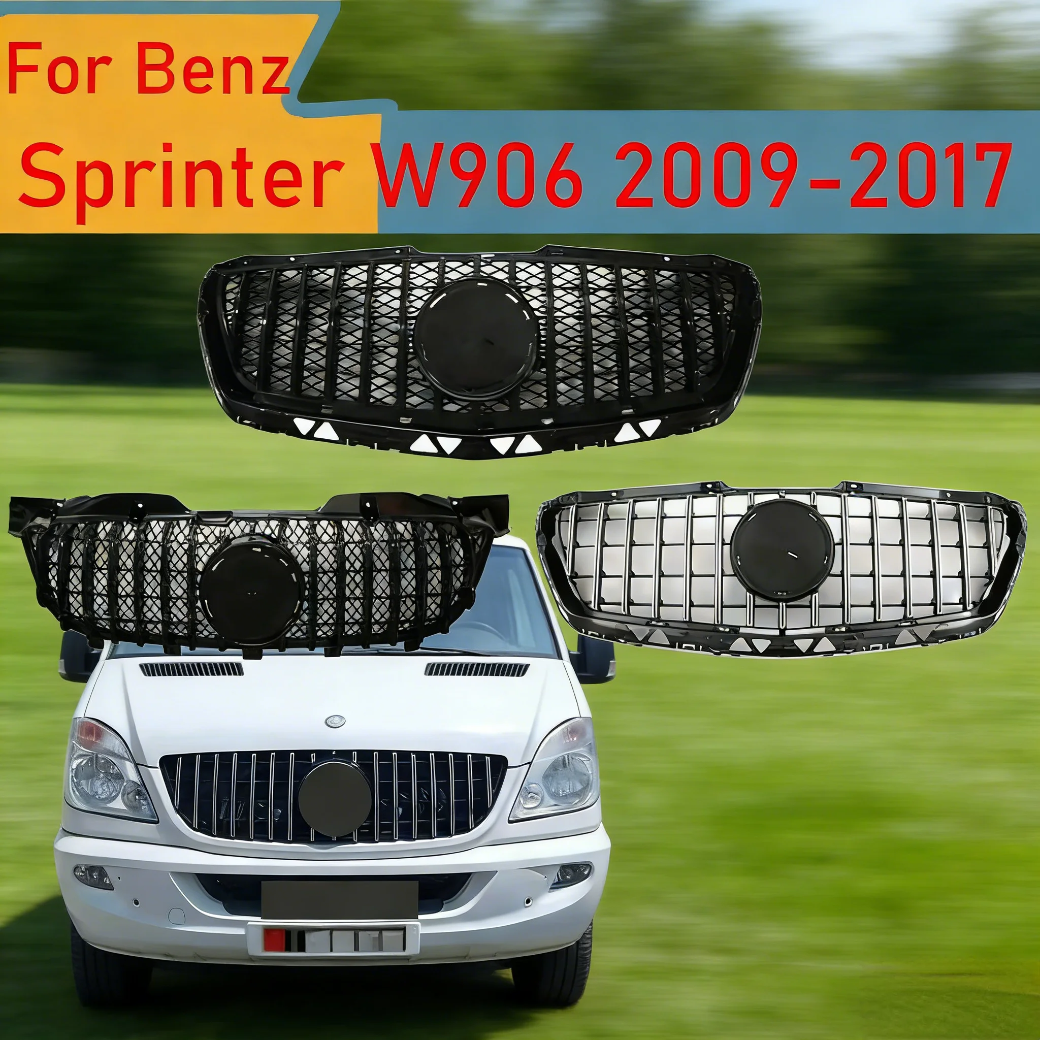 

For Mercedes Sprinter W906 2009-2012 2013-2016 Front Grille Mesh Black Glossy Upgrade Body Kit Tuning Exterior Car Accessories