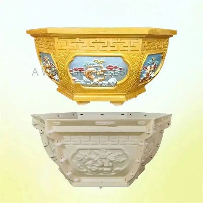 European Cement Flower Pot Mold Creative Hexagonal Concrete Mold Thickened Plastic Model Homemade Large Bonsai Abrasive Tool Z