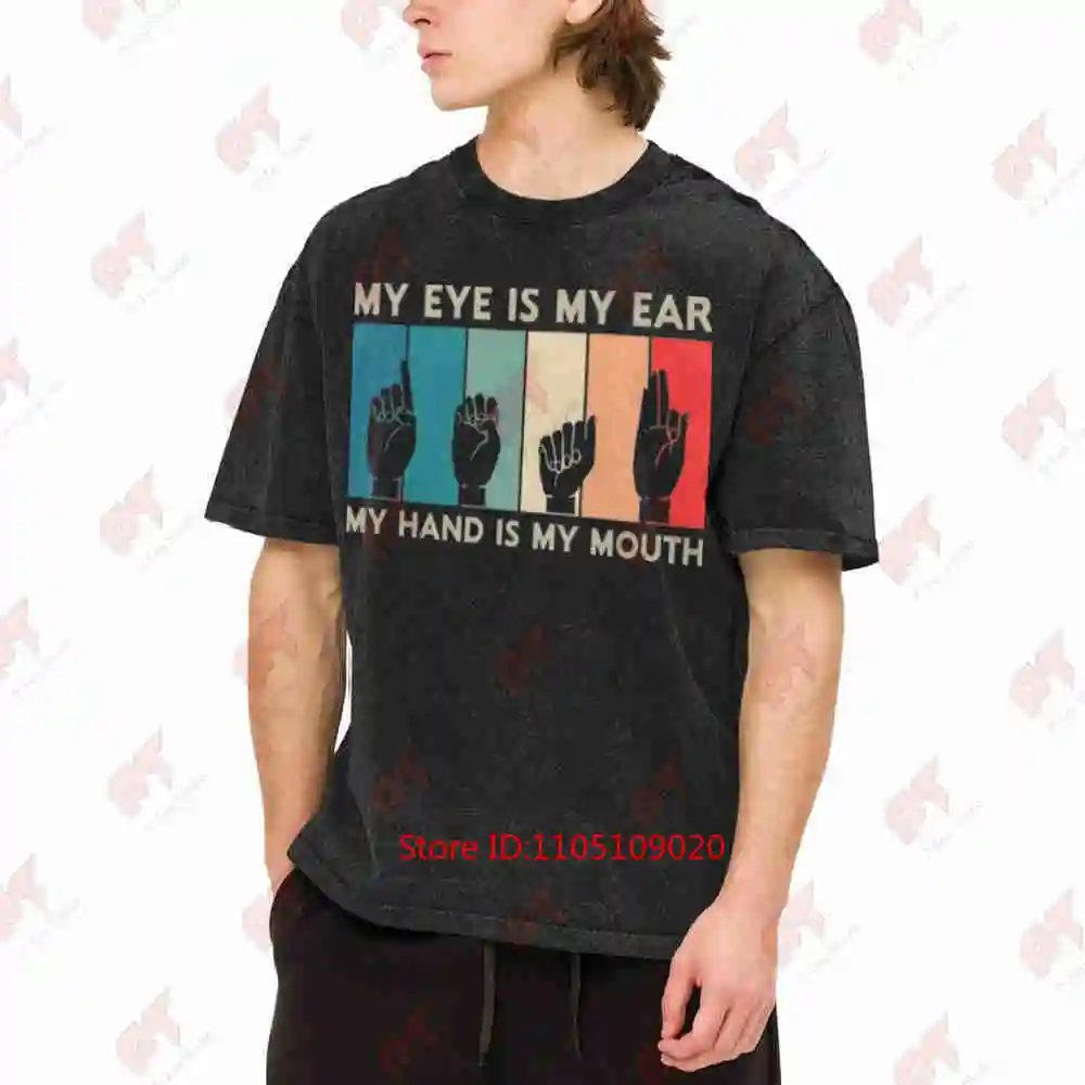 Deaf Awareness ASL Sign Language Lip Reader Vintage Washed Tee Pure Cotton T-Shirt