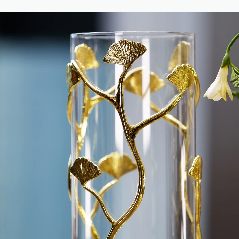 Ginkgo Leaf Glass Vase Hydroponic Flower Pots Decorative Flower Arrangement Desk Decoration Floral Vases Modern Decor