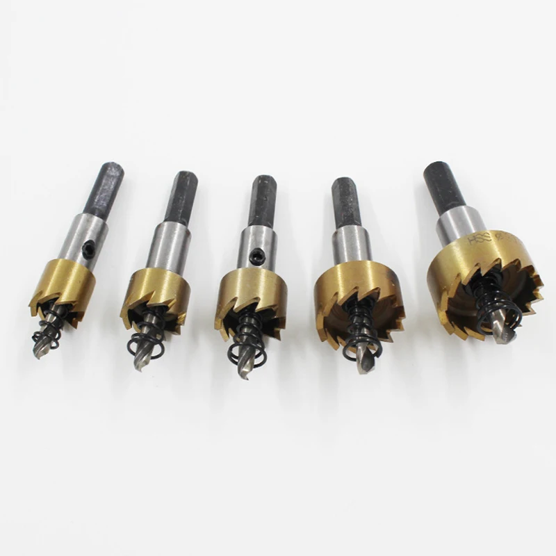 Drillforce 5Pcs Hss Gatenzaag Boren Roestvrij Staal Legering Metalen Frezen Boor Set 16/18.5/20/25/30Mm + 5 Sleutels