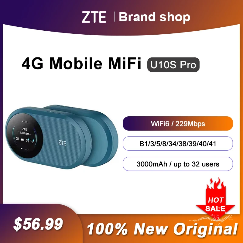 

ZTE U10S Pro Mobile WiFi 229Mbps WiFi Router 4G Sim Card Unlocked Modem Mini Outdoor Hotspot Pocke MiFi Repeater 3000mAh