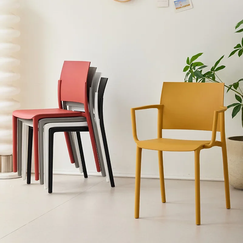 Nordic Plastic Dining Chair Household Thickened Back Chair Commercial Restaurant Milk Tea Shop Stackable Waiting Chair