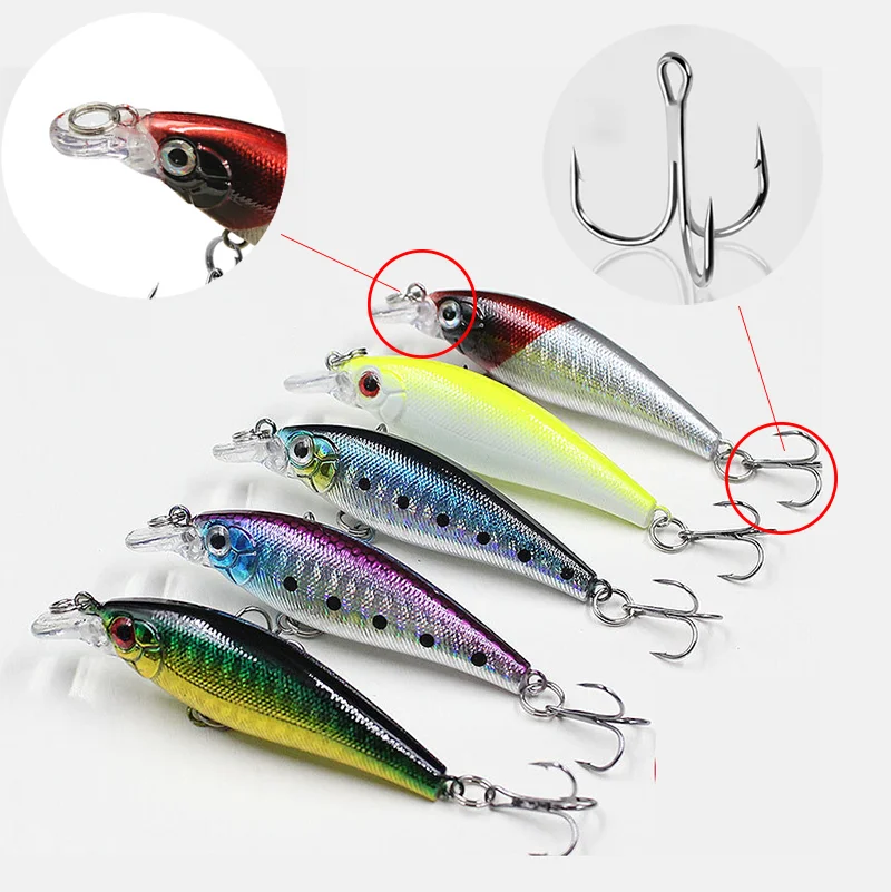 

75mm Fishing Lure Wobblers 100pcs Minnow Bionic Bait Set Fish Accessories Tackle Shad pesca 단단한 미끼 твёрдая приманка isco duro 낚시