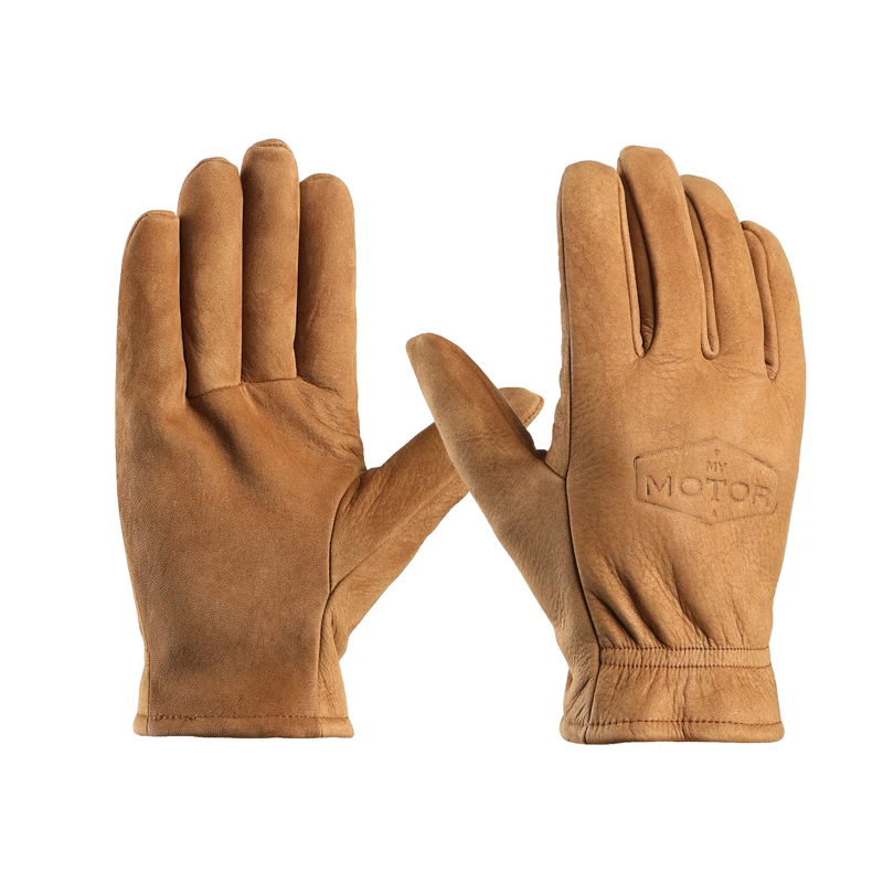 Men's cowhide gloves motorcycle driving gloves retro style comfortable non-slip warm gloves