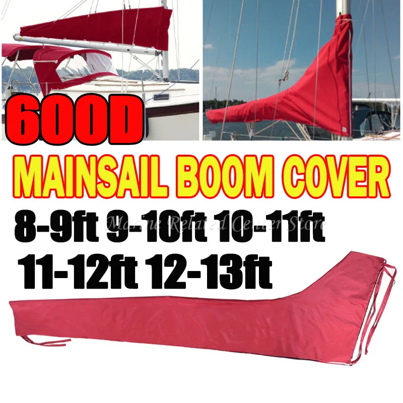 

600D Red 8-9ft 11-12ft 12-13ft Mainsail Boom Sail Cover Waterproof Cover Boat Cover Windproof Sunshade Anti Scratch Dustproof