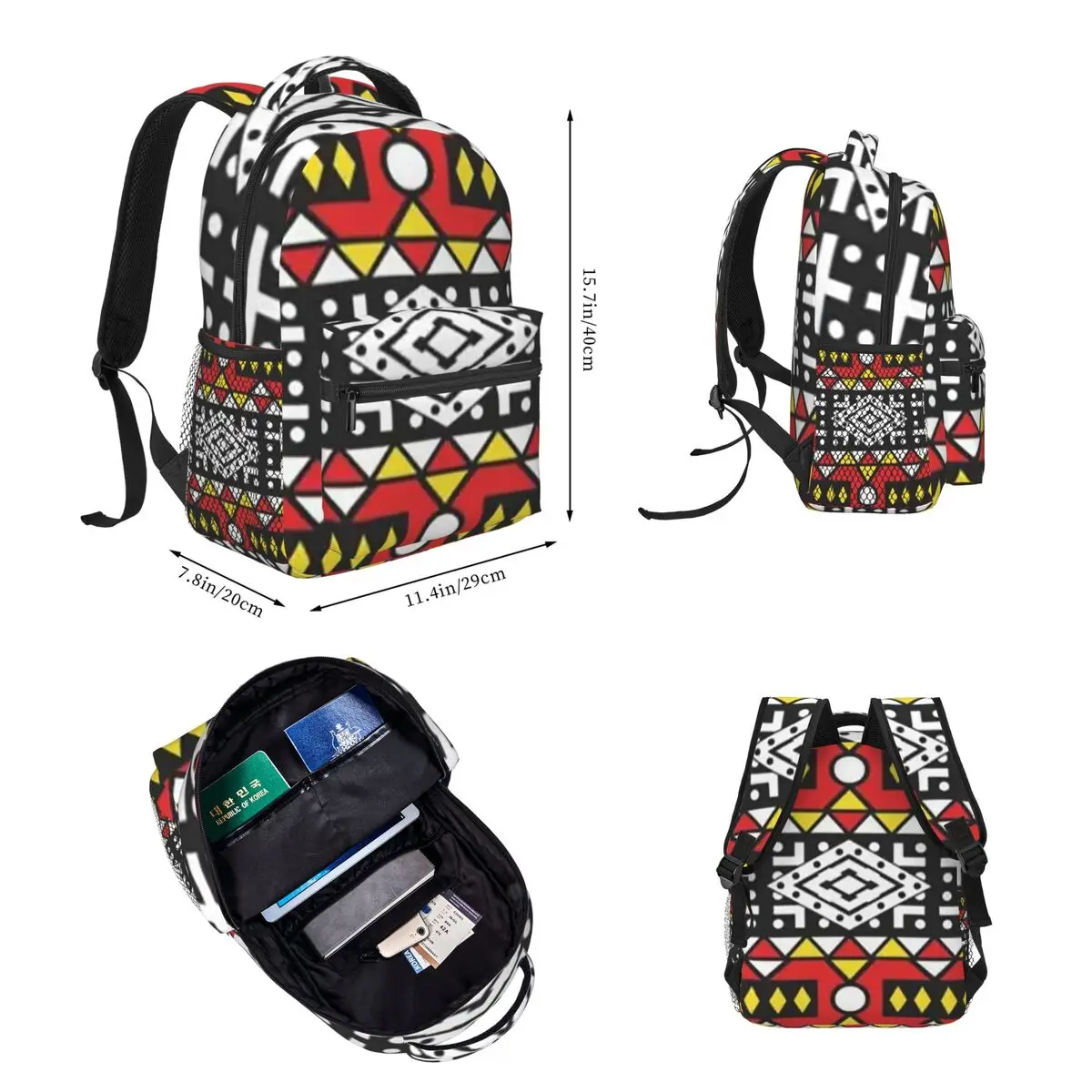 Kizomba Samakaka Ankara Backpacks Boys Girls Bookbag Children School Bag Cartoon Kids Rucksack Lunch Bag Pen Bag Three-Piece Set