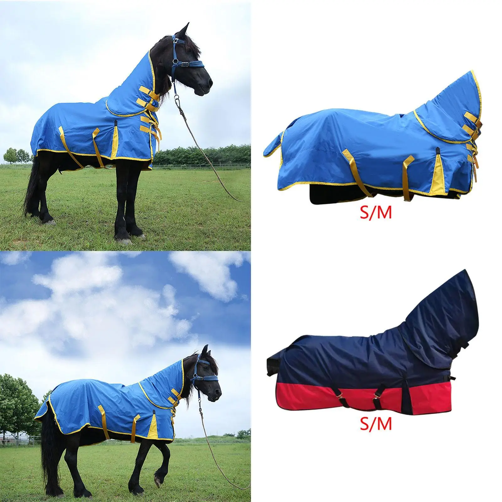 Sábana para el cuidado de los caballos con cuello sin relleno ecuestre impermeable a prueba de viento