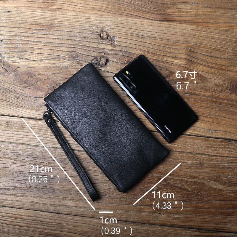 NZPJ Echtem Leder männer Kupplung Top Schicht Rindsleder Lange Zipper Brieftasche Aus Weichem Leder frauen Brieftasche Große Kapazität Dünne telefon Tasche – Detail 2