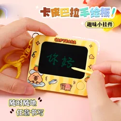 Creative Kapibala Hand Painted Board Keychain Cute Mini Capybara Graffiti Drawing Board School Bag Pendant Cartoon Keyring Gift