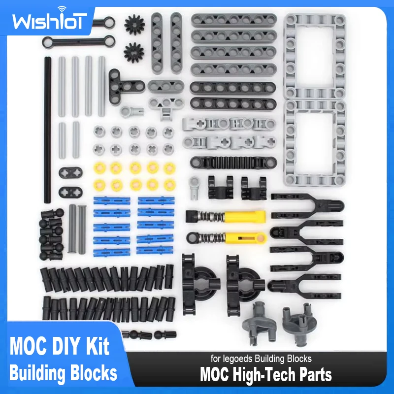 123PCS MOC Bulk Technical Pin Beam Set Liftarm Axle Connector Panel Gears Building Blocks Bricks Car Parts Suspension 3713 41677