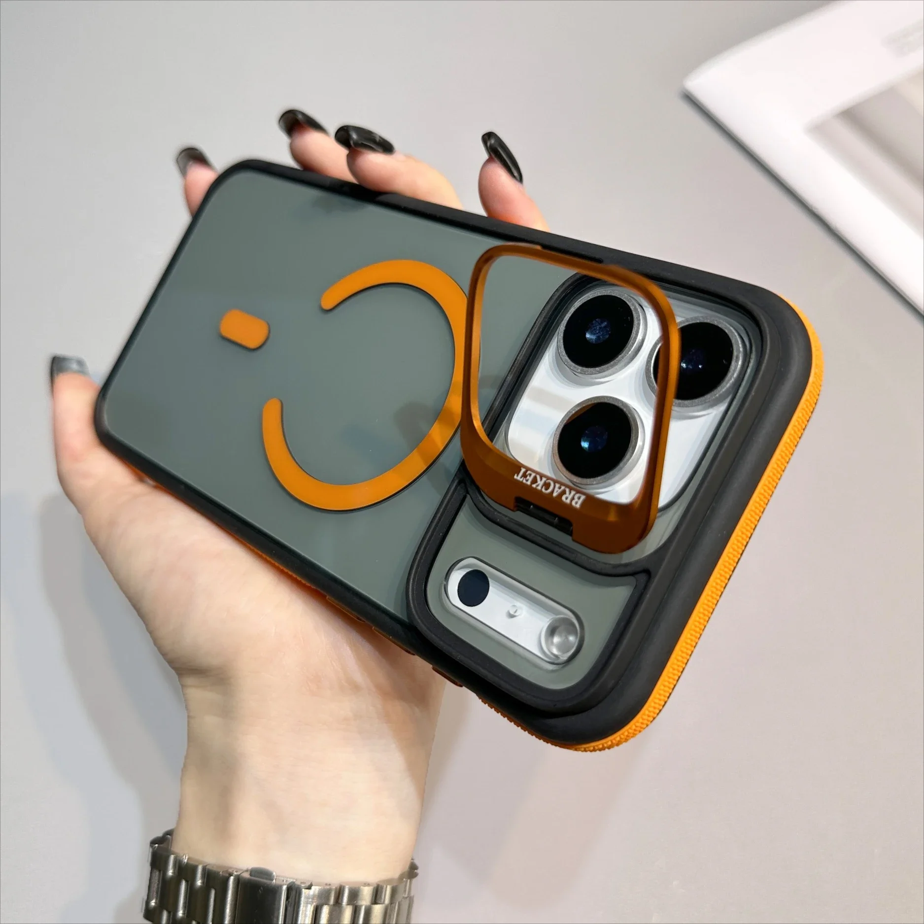Luxuriöse, matte, transparente Handyhülle mit Ständer und Ständer für Apple IPhone 16 15 14 Plus 13 12 11 17 Air Pro Max, magnetische Abdeckung