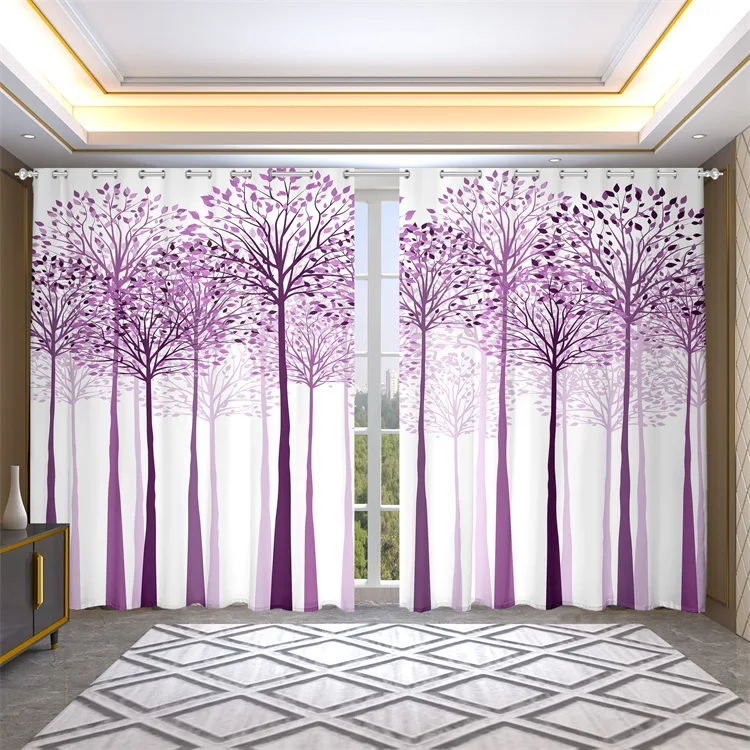 طباعة الستارة عالية الدقة الحرير الأسود ستارة التعتيم مشبك سميك نسيج الستار الأسود المثقوب