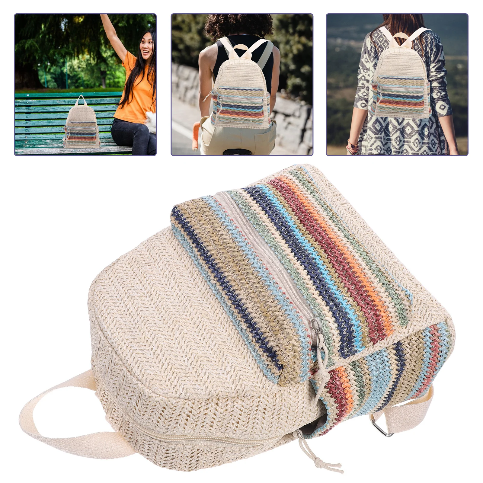 حقيبة ظهر منسوجة من البوليستر، حقيبة مدرسية للسفر خفيفة الوزن للطلاب، كمبيوتر محمول للمشي لمسافات طويلة في الهواء الطلق للاستخدام اليومي، محمولة ومريحة